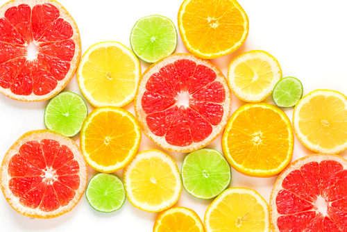 Top,View,Of,Slices,Of,Citrus,Fruits,Isolated,On,White